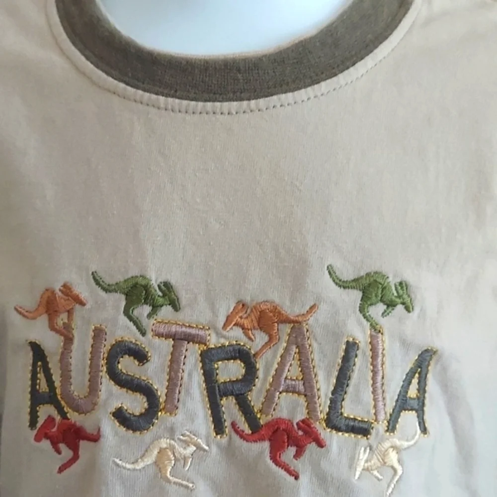 Australian souvenir kids short sleeve tee shirt - khaki green - size 2T/3T
